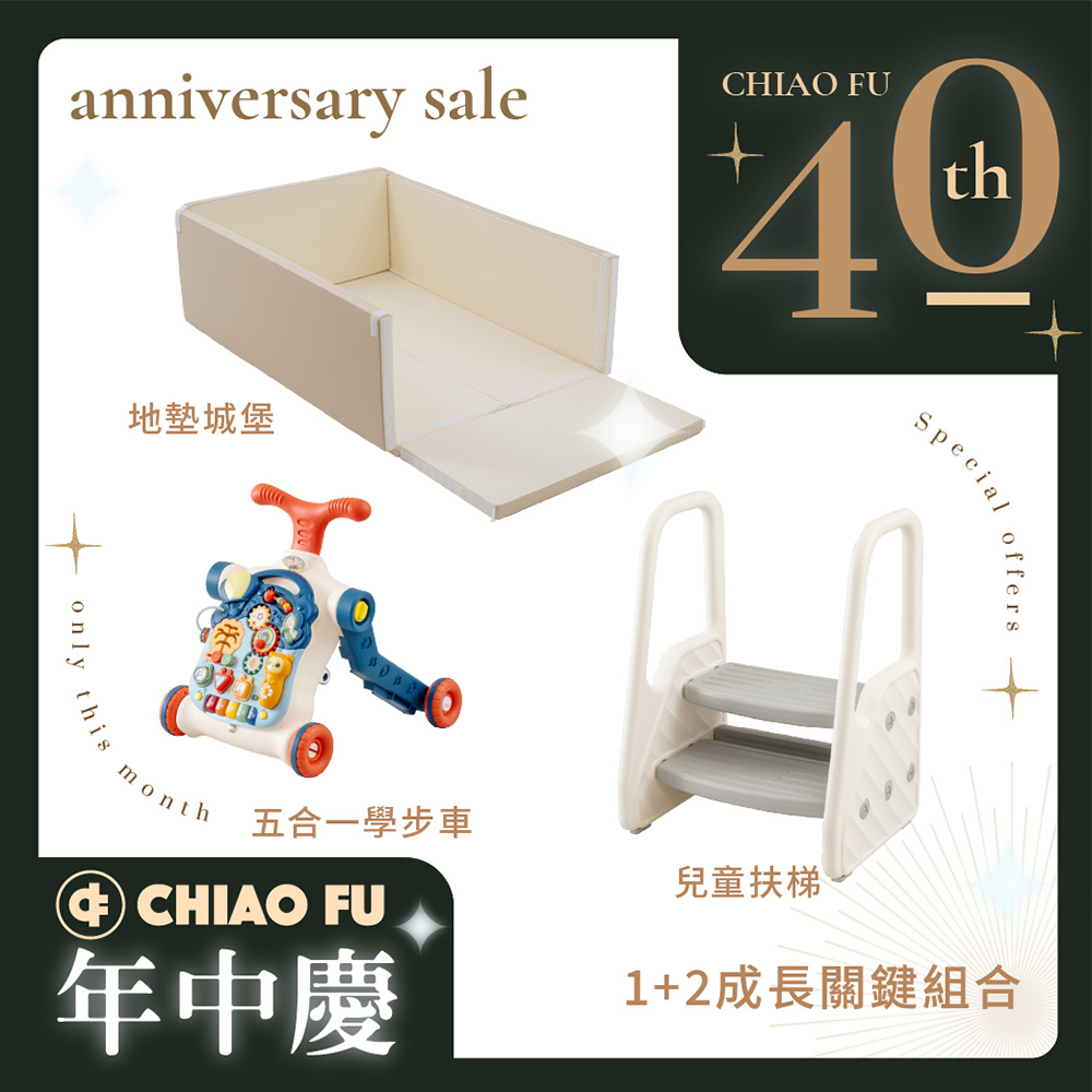 【40週年】1+2成長關鍵組合｜地墊城堡+五合一學步車+兒童扶梯 ★無毒抗菌、SGS、ST兒童玩具、標準檢驗局檢驗合格
